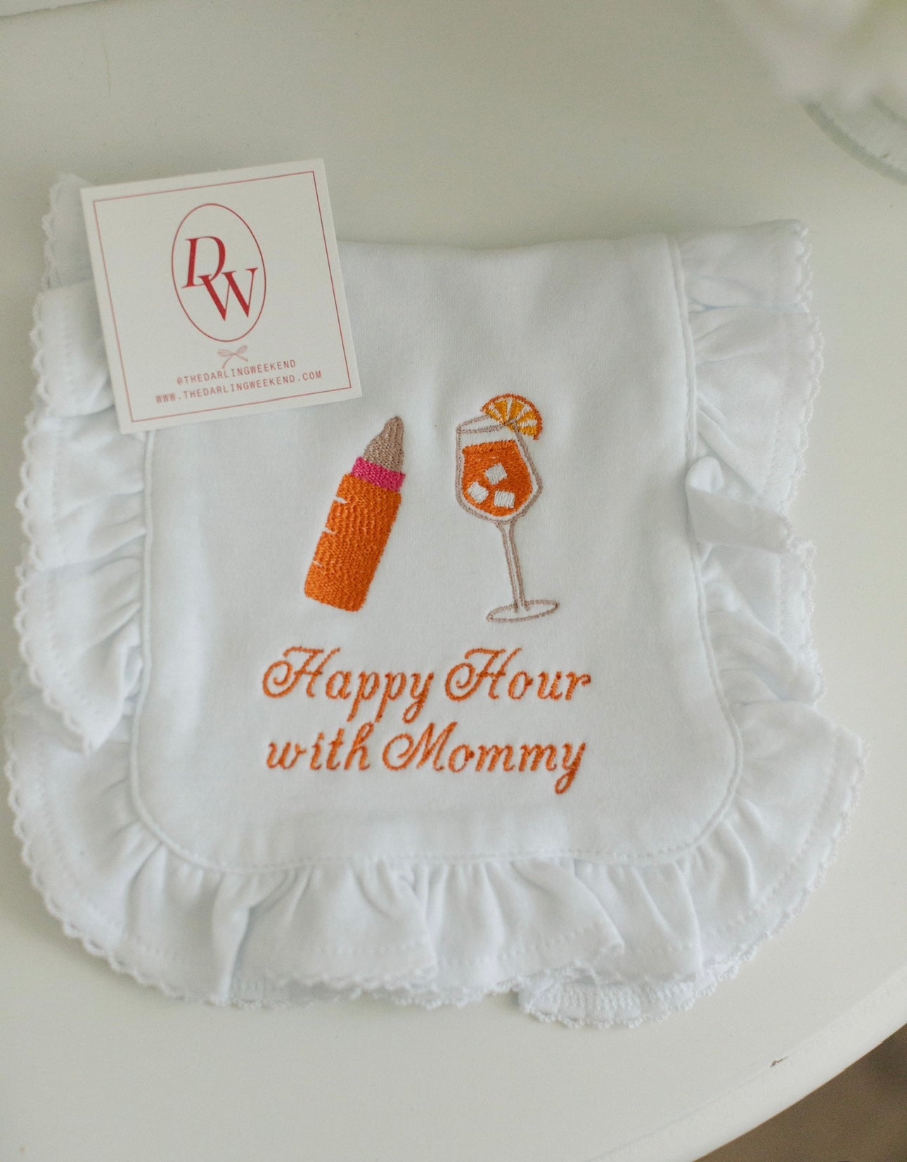 Happy Hour with Mommy Ruffle Burp Cloth